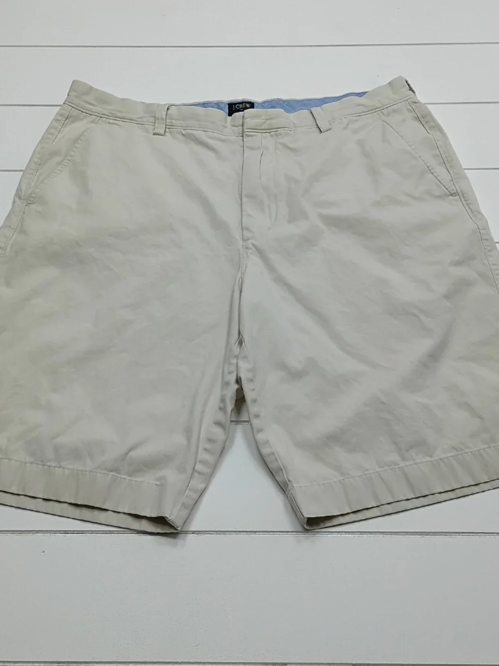 J.Crew Rivington Chino Shorts Mens 35 Khaki Flat Front Preppy Classic Cotton